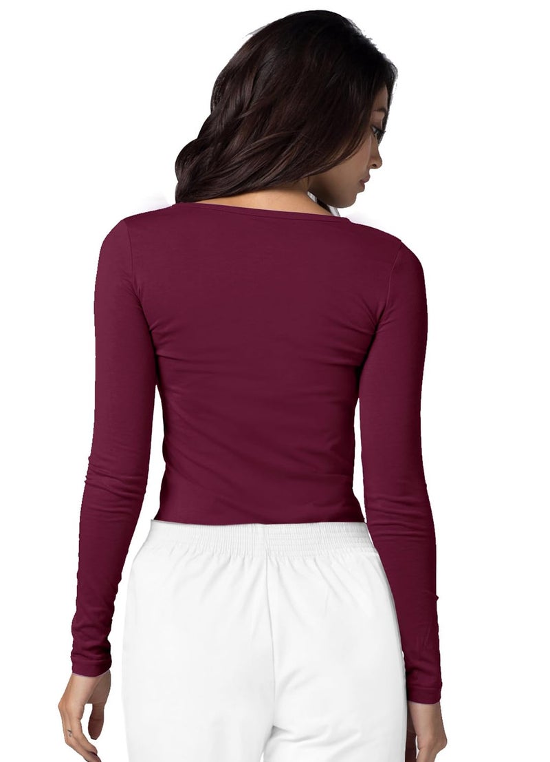 Adar Uniforms, Underscrubs for Women - Long Sleeve Underscrub Comfort Tee - 2900 - Burgundy - L - Image 2
